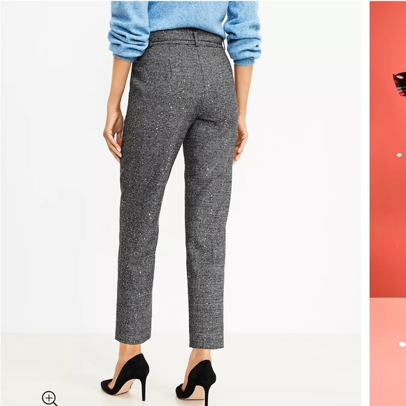 Loft NWT Tie Waist Taper Pants in Sequin Houndstooth size 14 - Picture 11 of 11